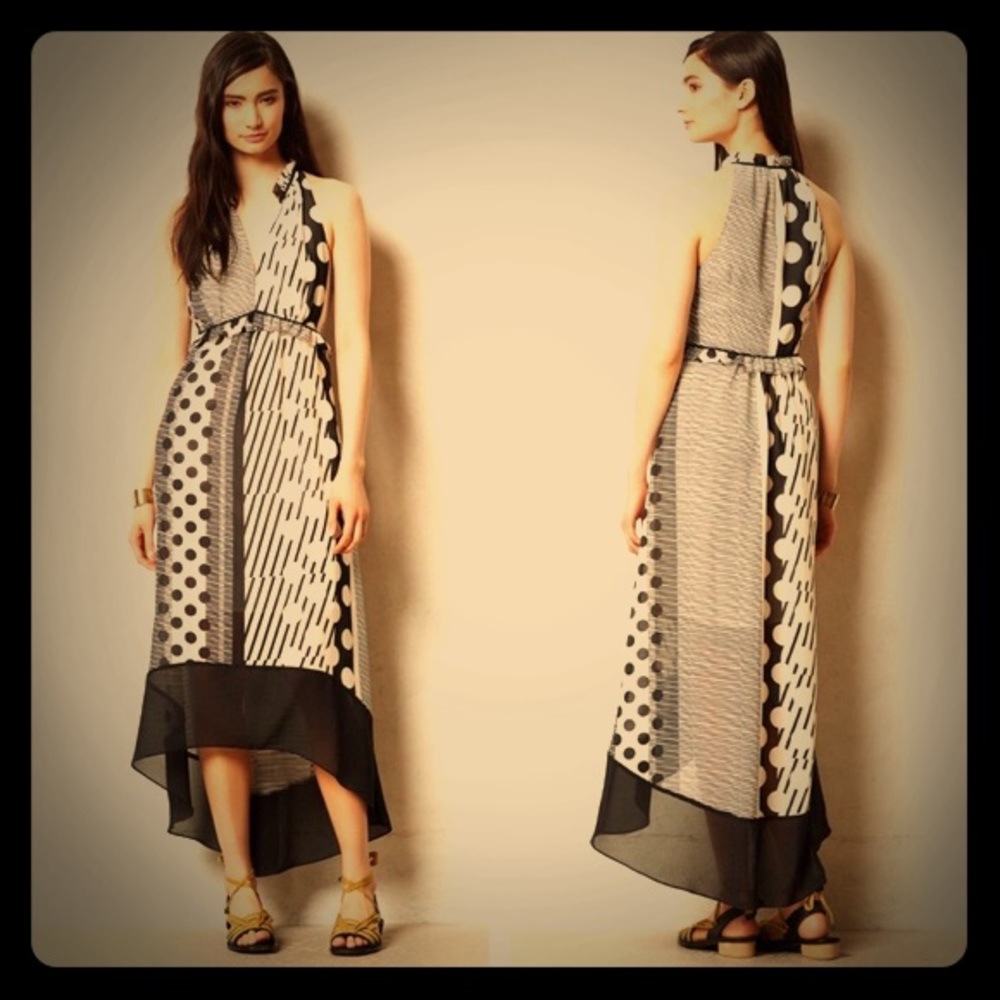 Maeve Black and White Polka Dot Striped Dress